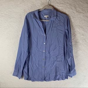 J. Jill Medium Blouse Button Down Collared Long Sleeve Blue Career‎ Work 4909